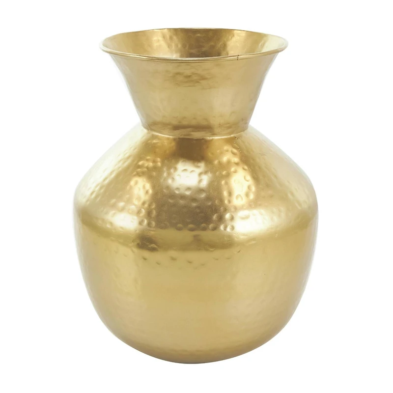 13" Gold Hammered Texture Metal Vase