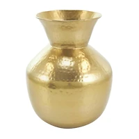 13" Gold Hammered Texture Metal Vase
