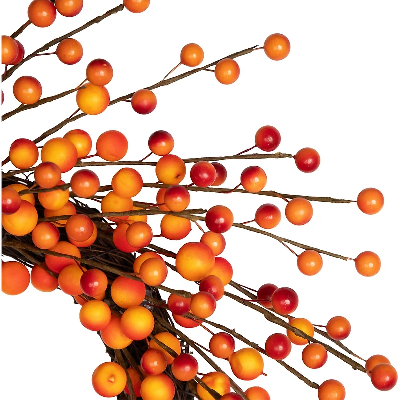 14" Orange & Red Berry Artificial Fall Harvest Twig Wreath