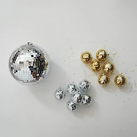 Hello Honey® 6 Pack 3.5" Silver Glass & Foam Disco Ball Ornaments