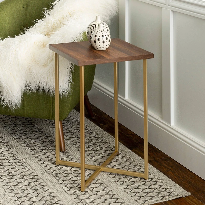 Walker Edison Luxe Modern Glam Square Side Table