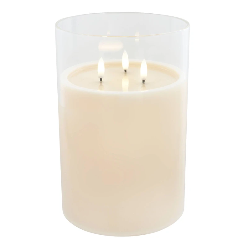 9" LED 3-Wick Flickering Glass & Wax Candle by Ashland