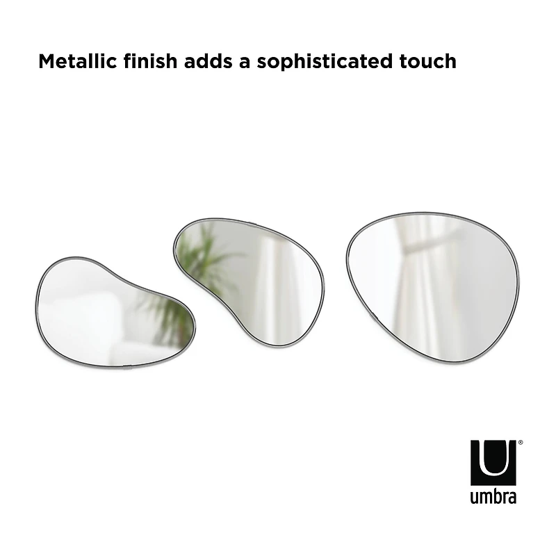 Umbra Titanium Hubba Pebble Mirror Set