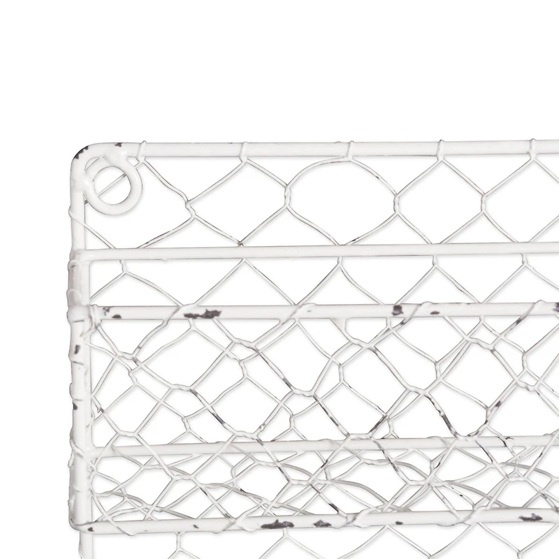 DII® 10" Antique White 2 Row Chicken Wire Spice Rack