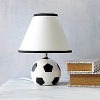 Simple Designs™ 11.5" Soccer Ball Base Table Lamp with White Shade Black Trim
