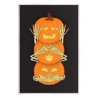 Stupell Industries Hear See Speak No Evil Pumpkins Wall Plaque Art