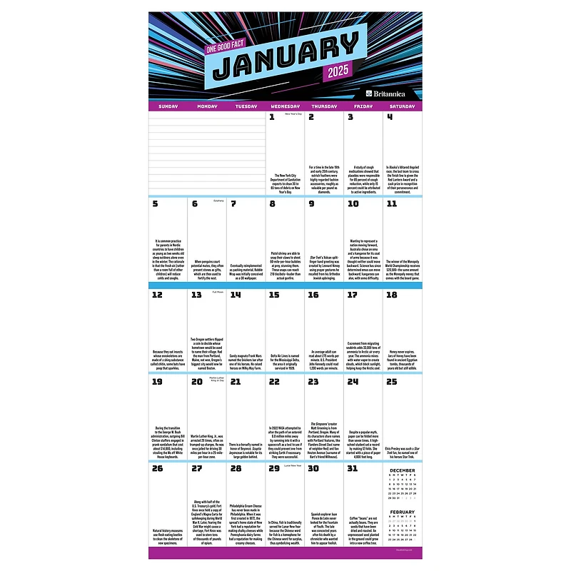 TF Publishing 2025 One Good Fact Wall Calendar