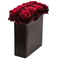 Rose Arrangement In Black Square Vase