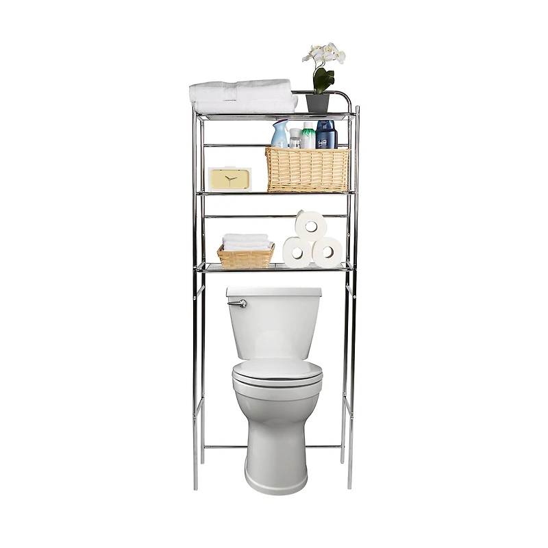Mind Reader Silver 3-Tier Over the Toilet Rack