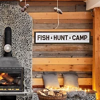 American Art Décor™ 36" Fish, Hunt, Camp Wood Novelty Wall Sign