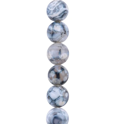 Black & White Fire Agate Round Beads by Bead Landing