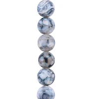 Black & White Fire Agate Round Beads by Bead Landing
