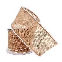 12 Pack: 2.5" x 3yd. Burlap & Beaded Wired Ribbon by Celebrate It® Classic
