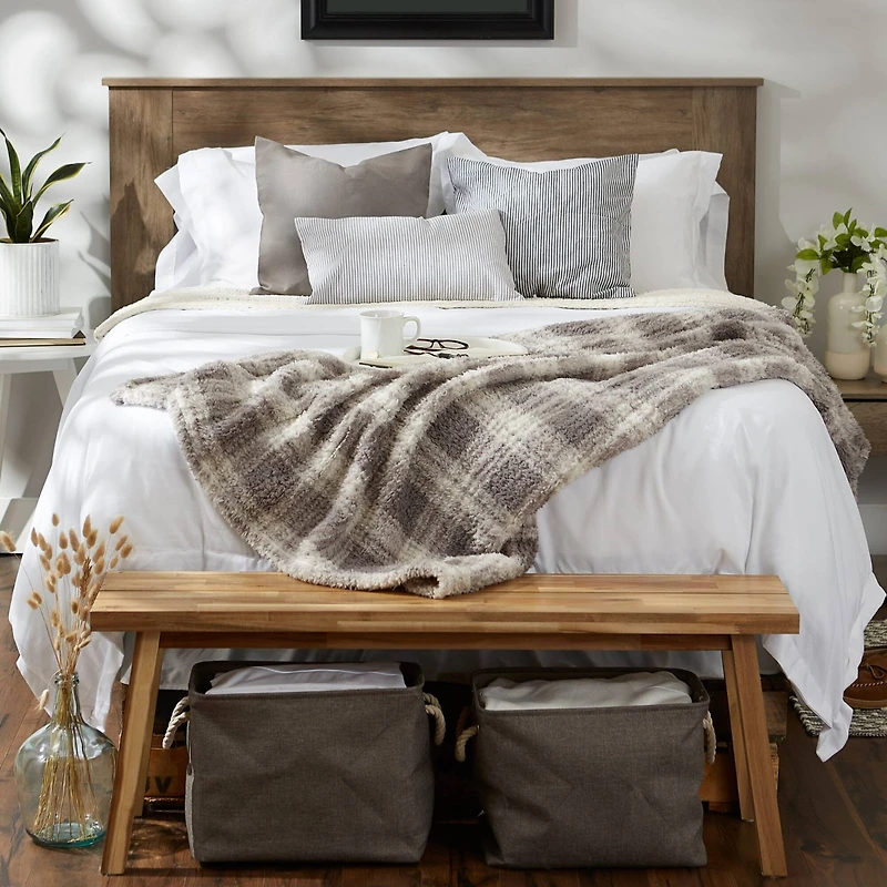 DII® Gray Farmhouse Plush Plaid Throw