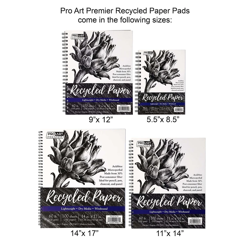 Pro Art® Premium Wire-Bound Recycled Sketch Pad
