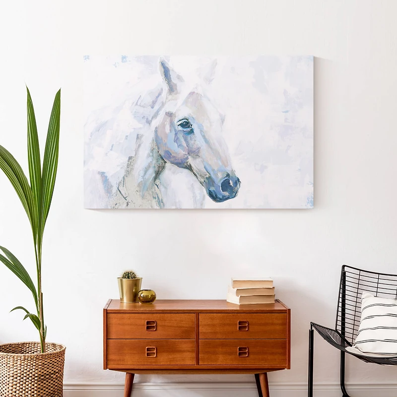 Light Blue Horse 36" x 24" Canvas Wall Art