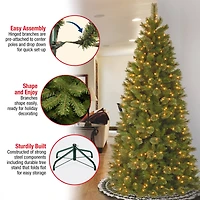 7.5 ft. Pre-Lit Tacoma Pine Slim Artificial Christmas Tree, Clear Lights