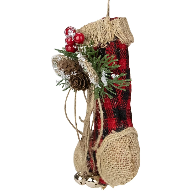 Red Plaid & Burlap Stocking Ornament