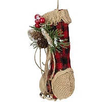 Red Plaid & Burlap Stocking Ornament