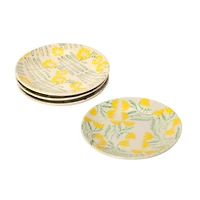 Hello Honey® Flower Design Hand Stamped Stoneware Plate Set