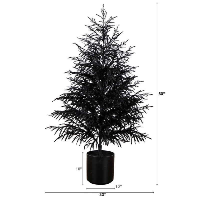 5ft. Artificial Halloween Real Touch Black Norfolk Pine Christmas Tree with Natural Look