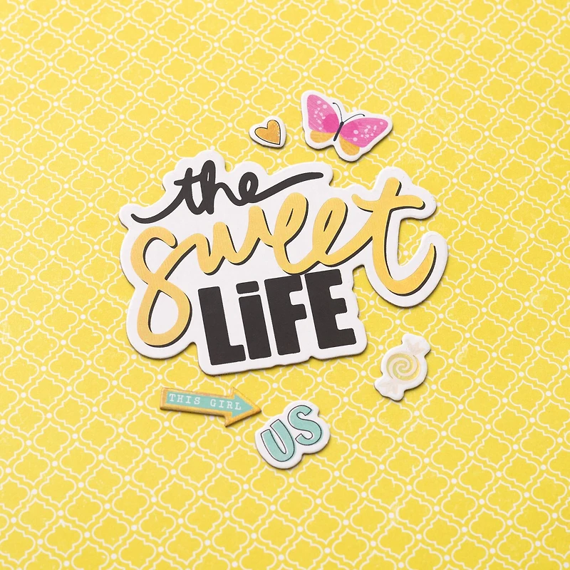 Thickers™ Vicki Boutin The Sweet Life Phrase & Icon Sweet Rush Chipboard Stickers