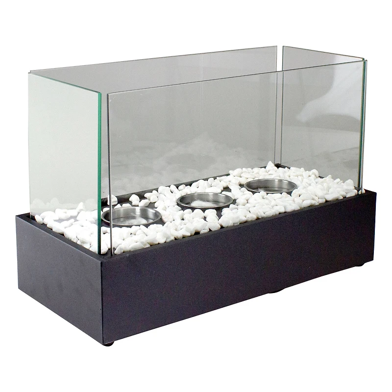 17.75" Bio Ethanol Ventless Portable Tabletop Triple Fireplace with Flame Guard