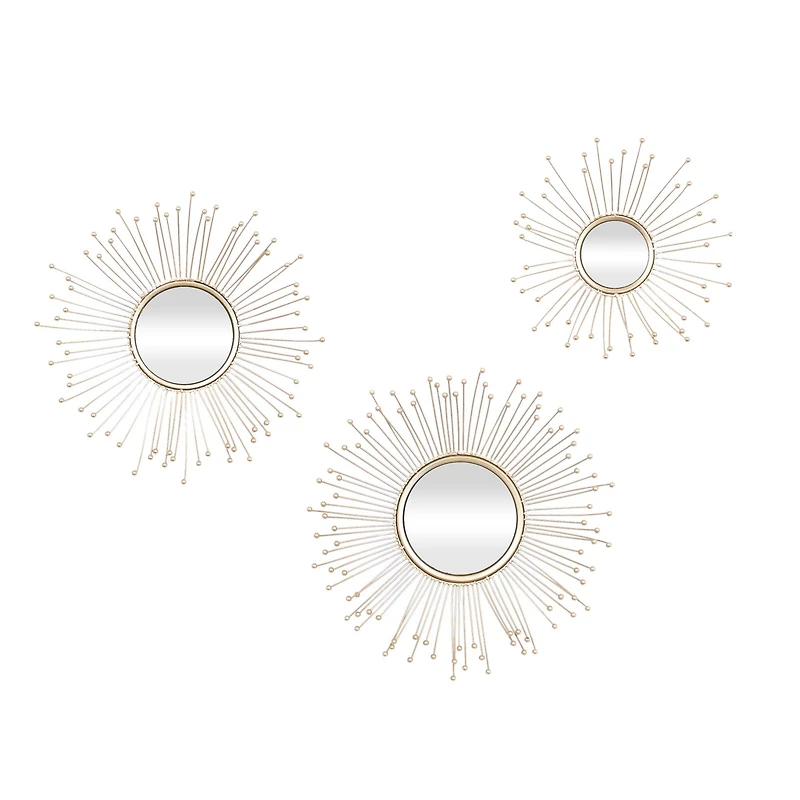 Gold Metal Glam Wall Mirror Set