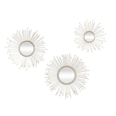 Gold Metal Glam Wall Mirror Set