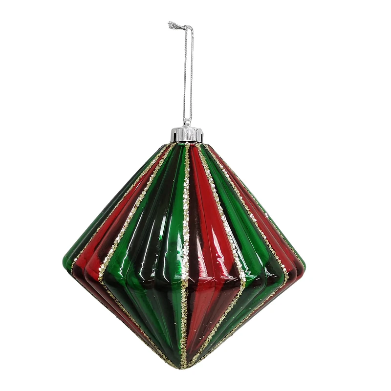 7.75" Jumbo Red, Green & Gold Shatterproof Diamond Ornament by Ashland®