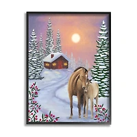 Stupell Industries Holiday Horses Winter Scene Framed Giclee Art