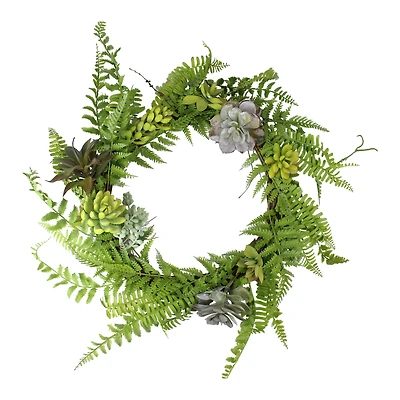 22" Succulents & Leaves Spring Wreath