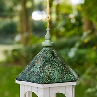 Glitzhome® 15.75" Metal Roof Wood Gazebo Tray Bird Feeder