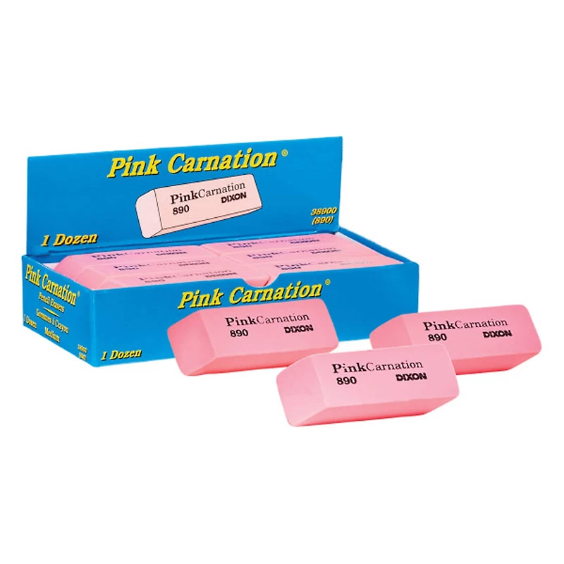 Dixon® Pink Carnation® Medium Wedge Erasers, 3 Packs of 12