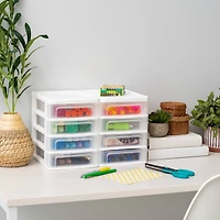 IRIS White 4-Drawer Compact Desktop System Set