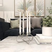 8" Silver Stainless Steel Overlapping Oval Geometric Candelabra