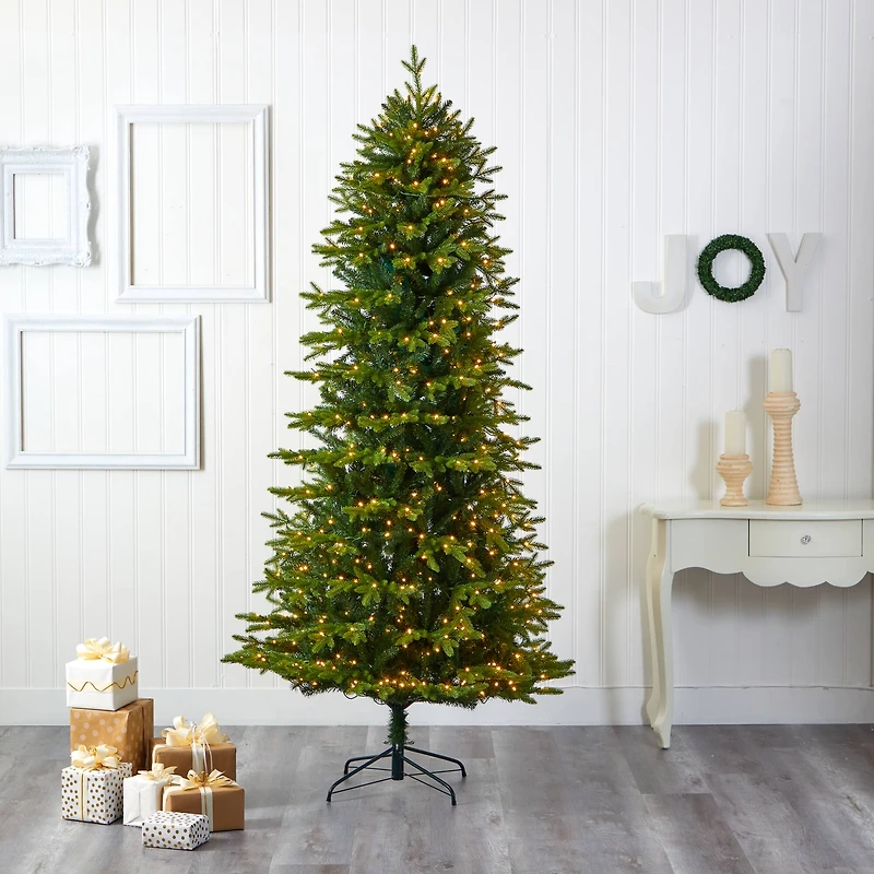 8ft. Pre-Lit Belgium Fir Artificial Christmas Tree, Clear LED Lights