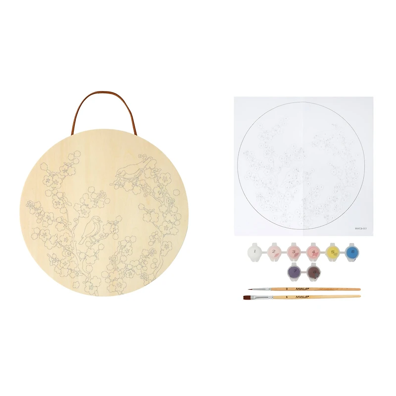 8" Cherry Blossom Paint-by-Number Plywood Surface Kit by Artist's Loft®