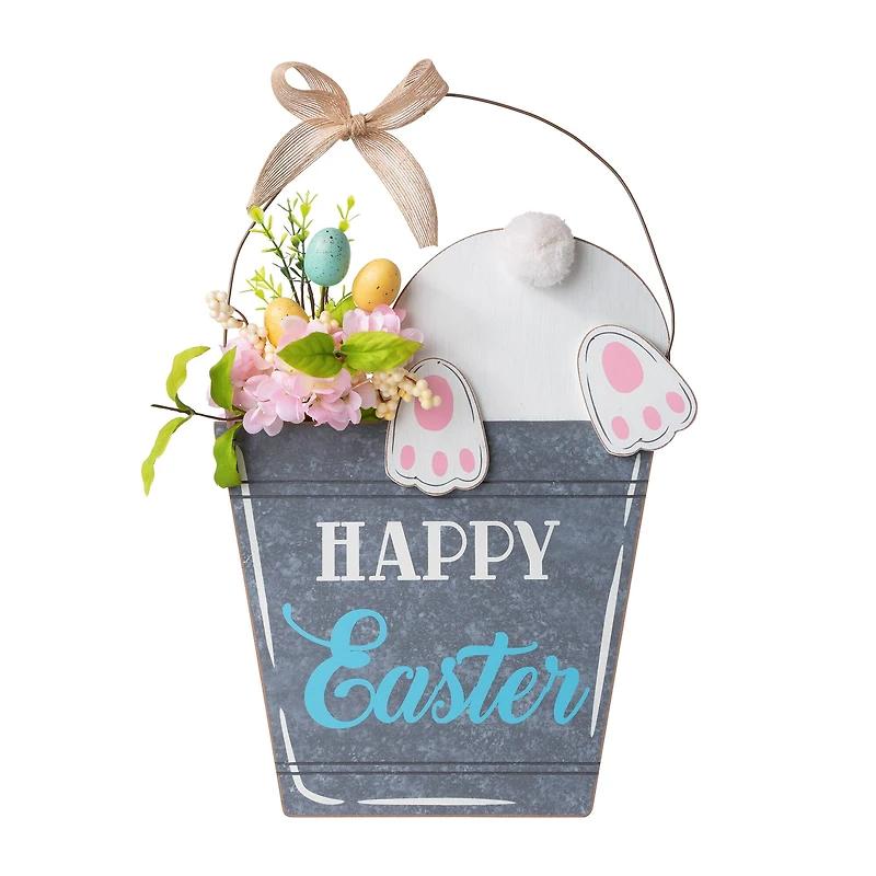 Glitzhome® 18" Easter Wooden Bunny Eggs Wall Décor