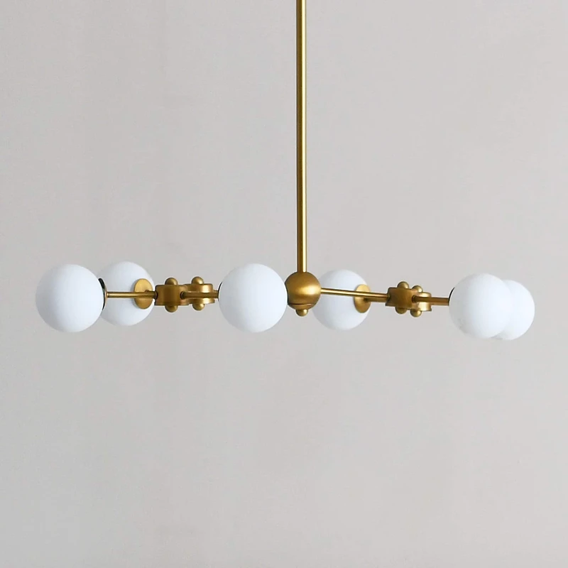 Hello Honey® 63.5" Brushed Gold Sputnik Opal Glass Chandelier
