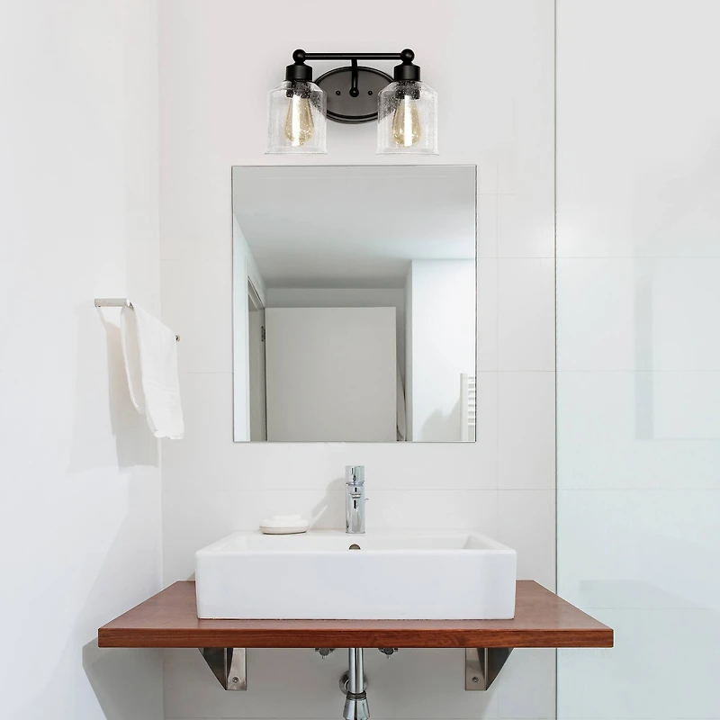 Lalia Home Studio Loft Black Light Metal & Glass Vanity