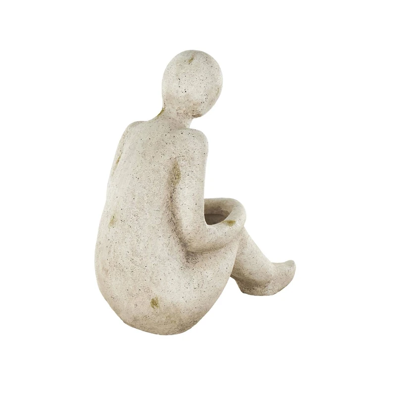 17" Cream Sitting Figure Planter