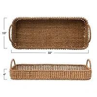 2.5ft. Natural Hand-Woven Buri Palm Tray with Handles