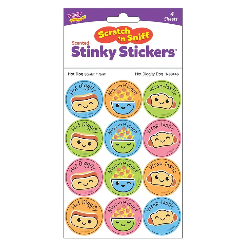 TREND Enterprises® Hot Diggity Dog, Hot Dog scent Scratch 'n Sniff Stinky Stickers®, 48 Per Pack, 6 Packs total of 288
