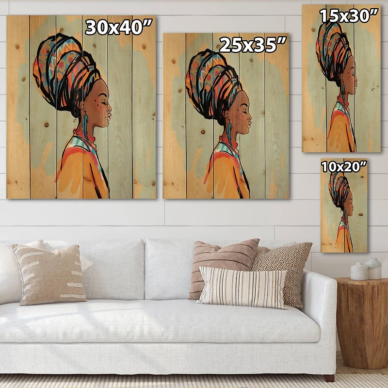 Designart - Portrait of Afro American Woman With Turban III