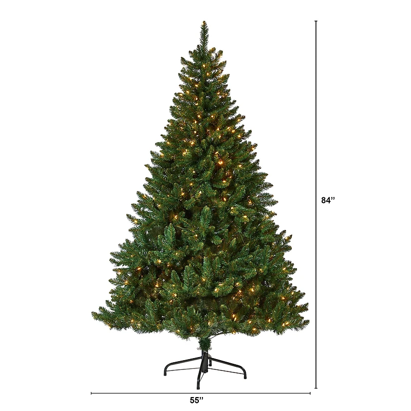 7ft. Pre-Lit Northern Rocky Spruce Artificial Christmas Tree, Clear LED Lights