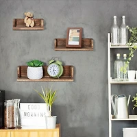 NEX™ Walnut Wall-Mounted Wooden Floating Shelves Set