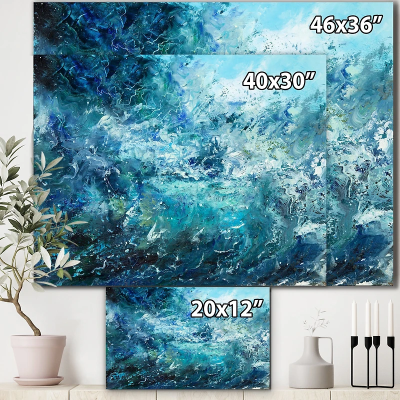 Designart - Wild Blue Ocean Waves V