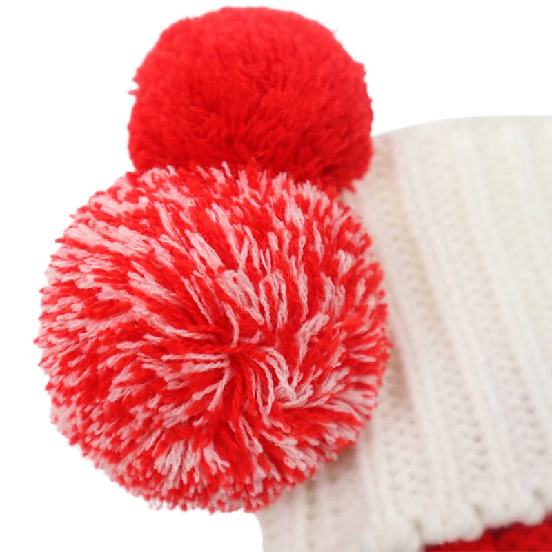 18.5" & White Stripe Knit Stocking with Pom Poms by Ashland