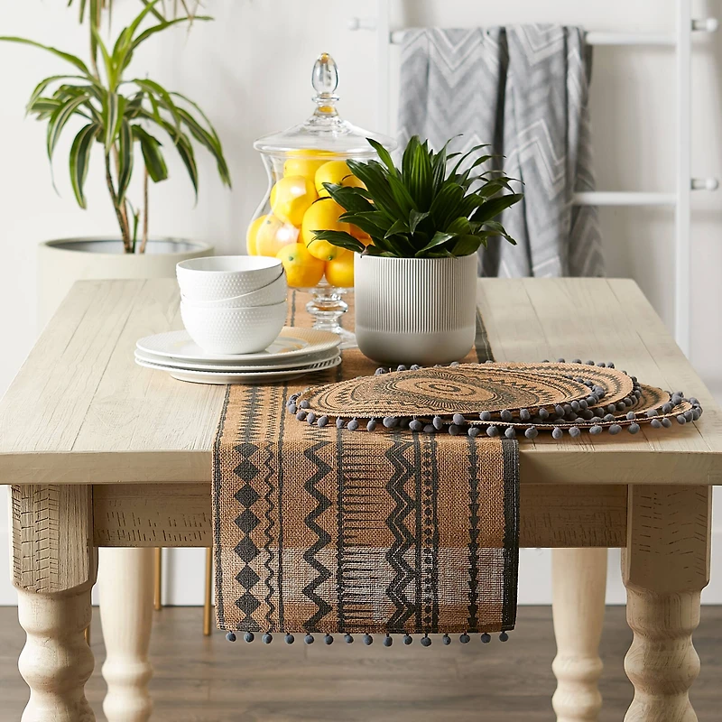 DII® Mineral Aztec Print On Natural Jute Table Runner 14x72